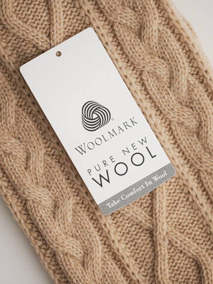 Soft beige 100% merino wool sweater dog