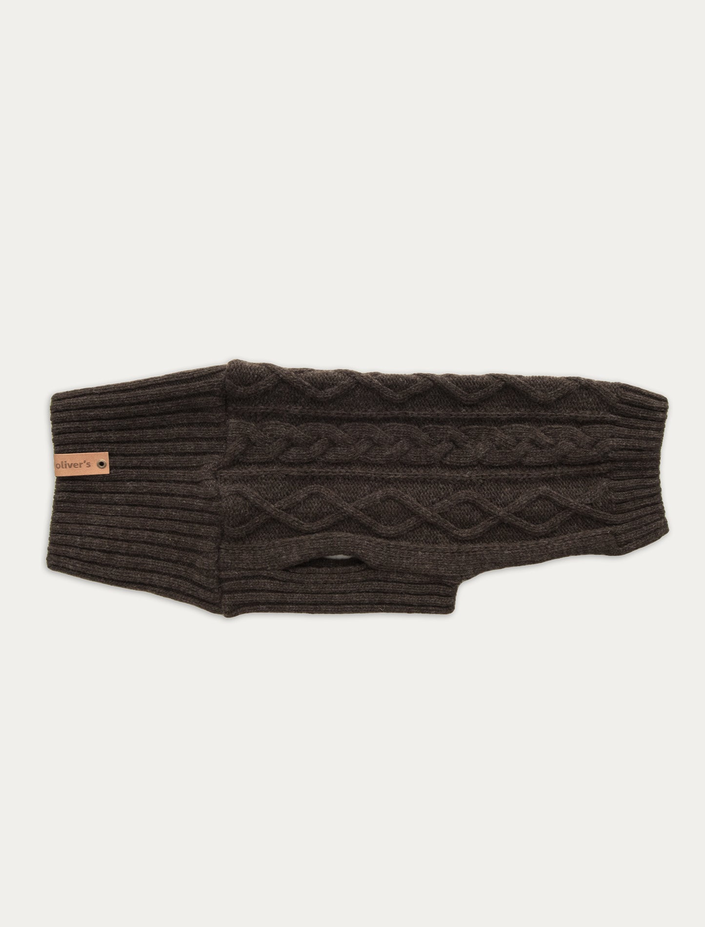 cableknit 100% merino wool dog sweater_espresso