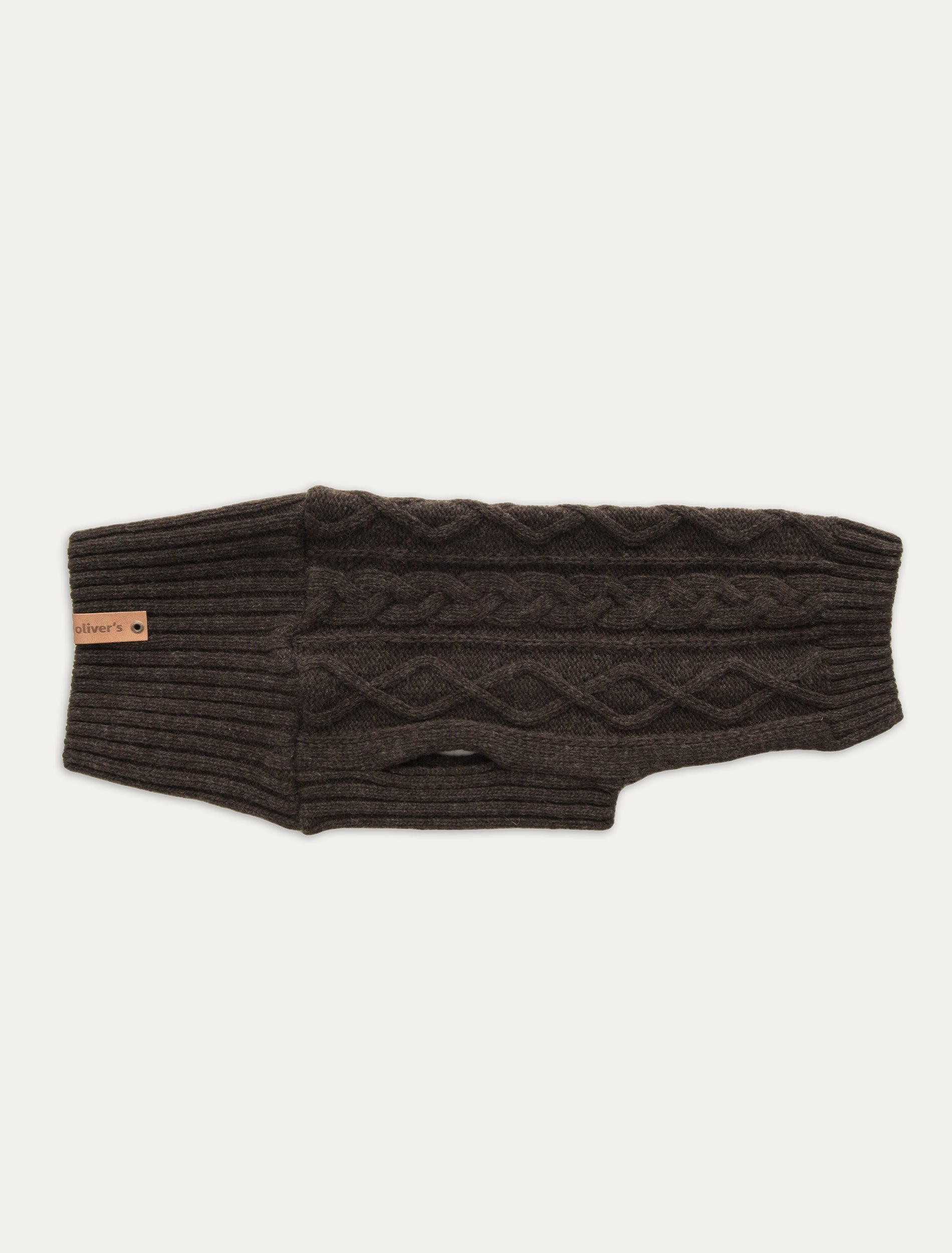 cableknit 100% merino wool dog sweater_espresso