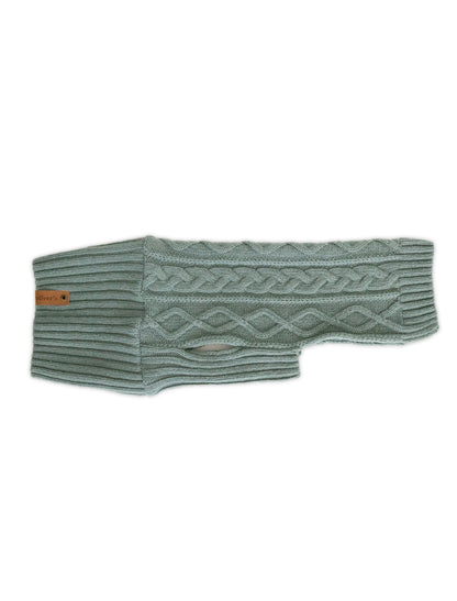 cableknit merino wool _dog_sweater_sage
