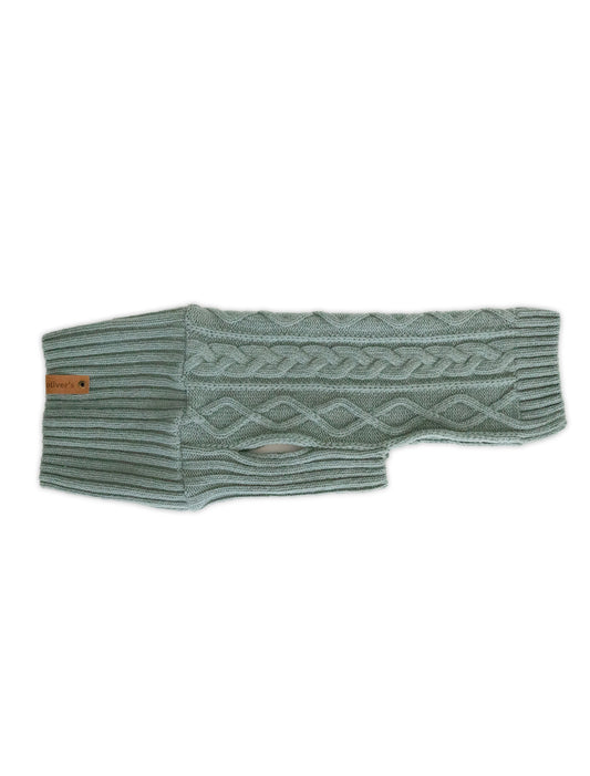 cableknit merino wool _dog_sweater_sage