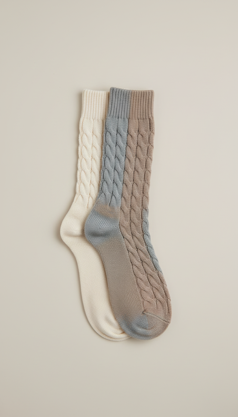 Fine cotton cable-knit socks