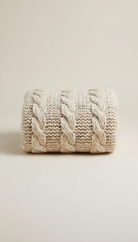 Almond cream knit throw blanket
